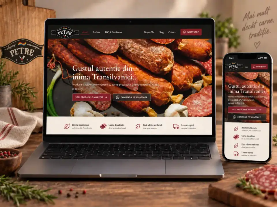 Website van Carmangeria Petre gemaakt door Gabi Mureșan
