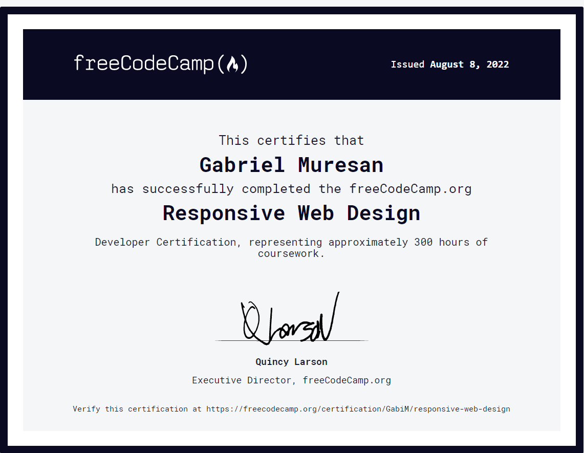 Certificaat: Responsive Web Design van freeCodeCamp